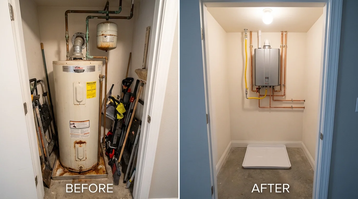 Tank water heater versus wall-mounted tankless unit comparison for Bolivar, NY homeowners